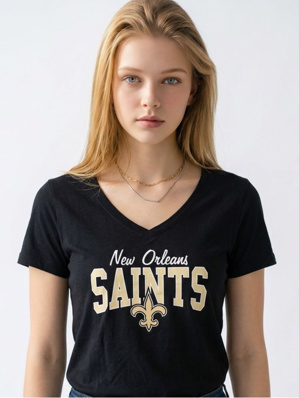 ‘47 Brand | New Orleans Saints V-Neck Womens Tee M